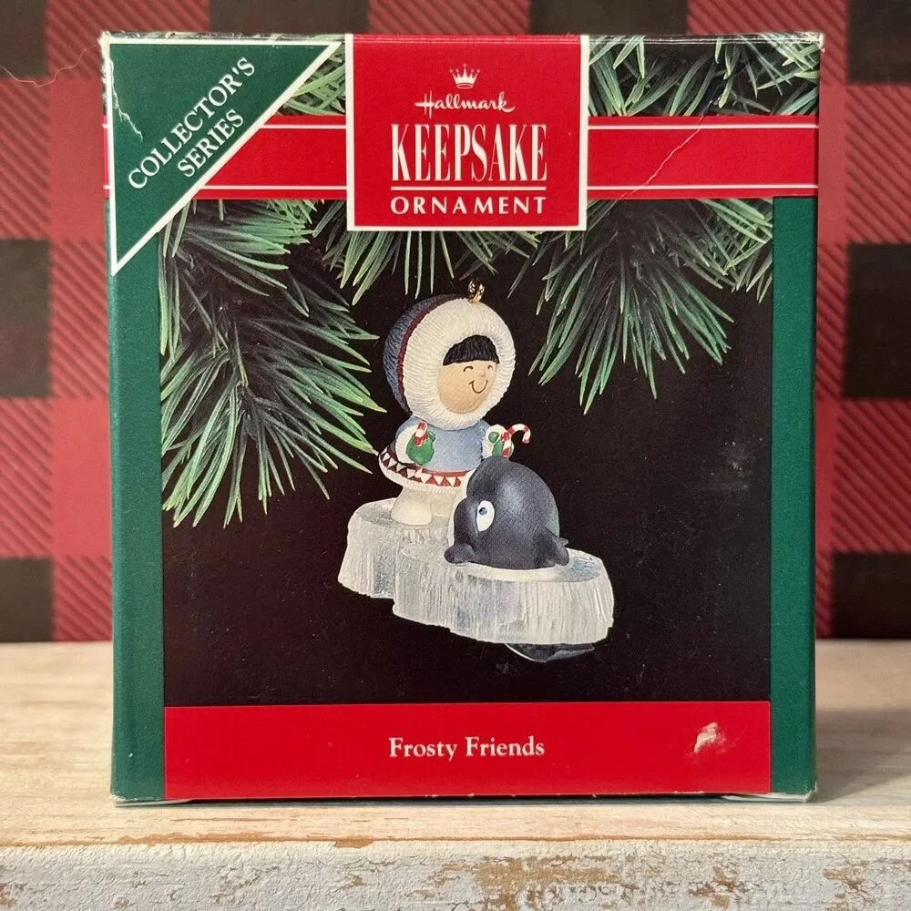 1992 Hallmark Frosty Friends #13 Christmas Keepsake Ornament | Eskimo Orca Whale